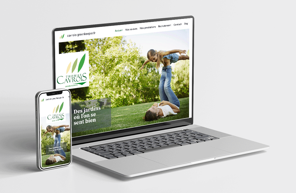 Page d'accueil site internet réalisé par Cavrois Digital pour une entreprise Jardins et Espaces verts