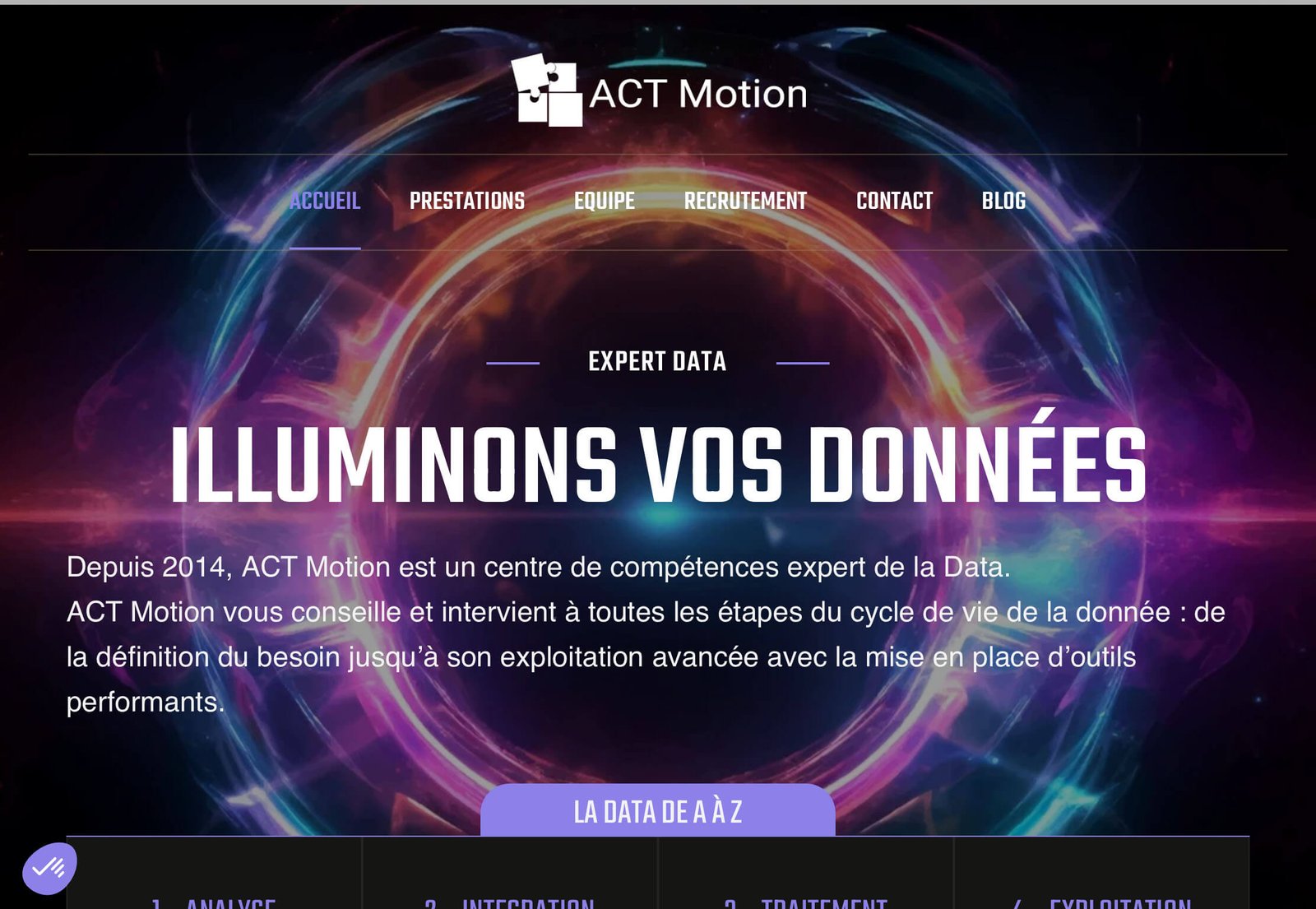 Page d'accueil site internet réalisé par Cavrois Digital pour une entreprise de services numériques (ESN)