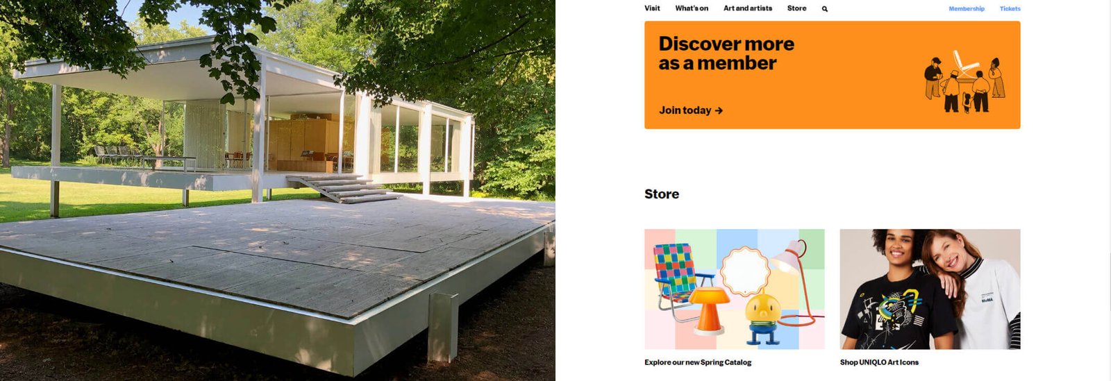 Photo Farnsworth House et Site web du MOMA