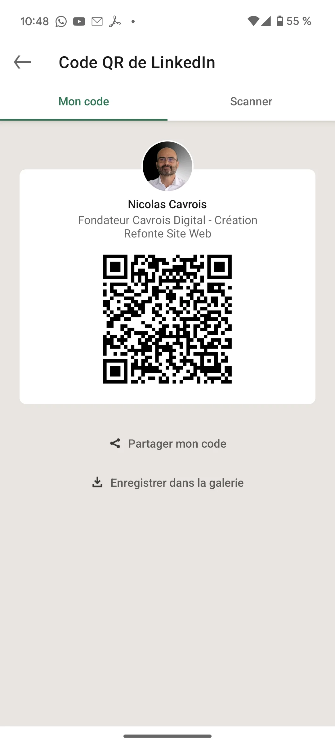 Qr Code profil Linkedin Nicolas Cavrois